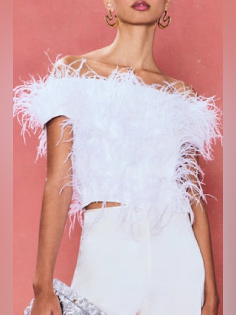 NWT $658 Cult Gaia Sosha Feather Top in Off white